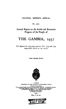 Annual Report of the Colonies. Gambia 1937