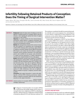 Infertility Following Retained Products of Conception: Does the Timing Of
