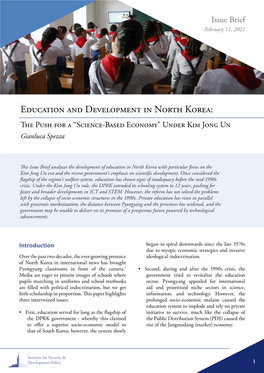 Education and Development in North Korea: the Push for a “Science-Based Economy” Under Kim Jong Un Gianluca Spezza