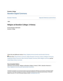 Religion at Bowdoin College: a History