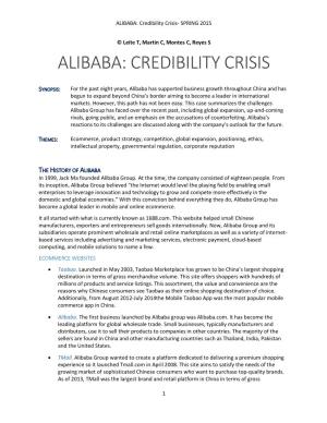 ALIBABA: Credibility Crisis- SPRING 2015