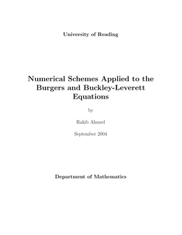 Numerical Schemes Applied to the Burgers and Buckley-Leverett Equations