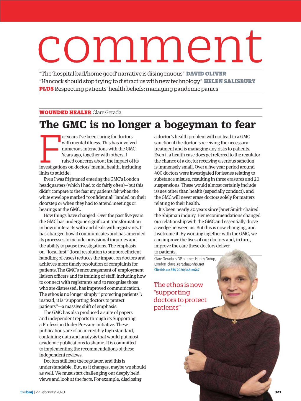 The GMC Is No Longer a Bogeyman to Fear Or Years I’Ve Been Caring for Doctors a Doctor’S Health Problem Will Not Lead to a GMC with Mental Illness