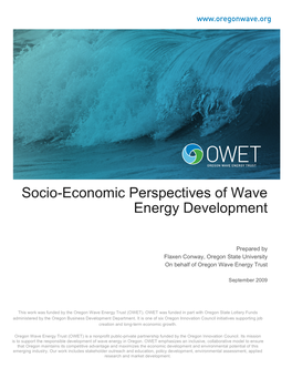 Socio-Economic Perspectives of Wave Energy Development
