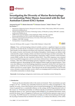 Investigating the Diversity of Marine Bacteriophage in Contrasting Water Masses Associated with the East Australian Current (EAC) System