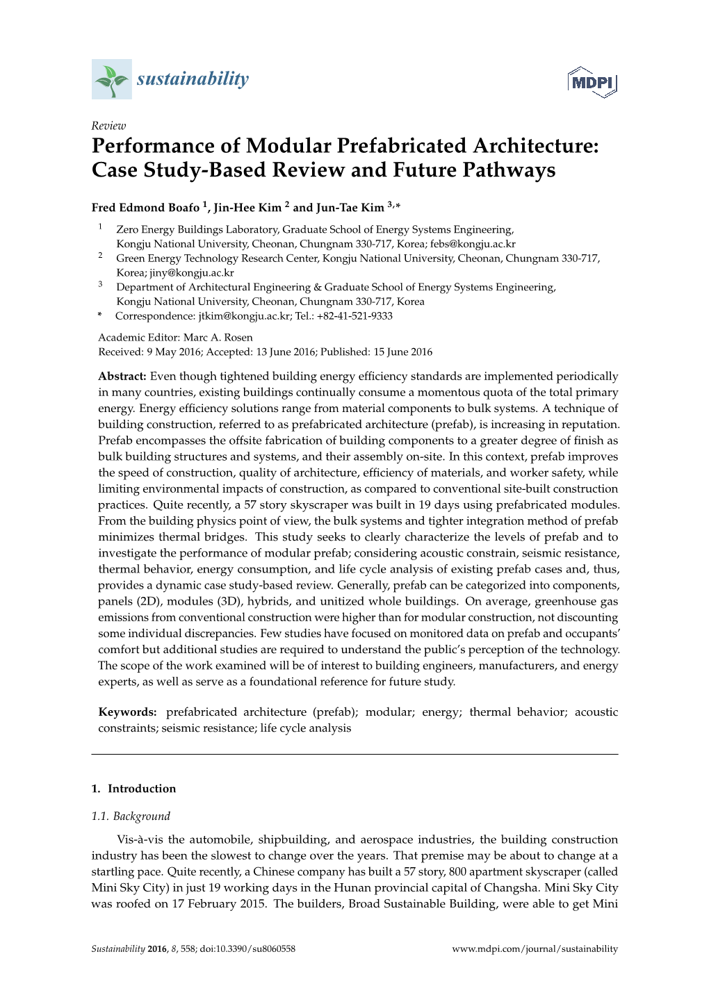 Performance of Modular Prefabricated Architecture: Case Study-Based Review and Future Pathways