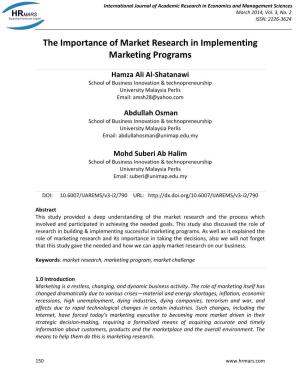 The Importance of Market Research in Implementing Marketing Programs
