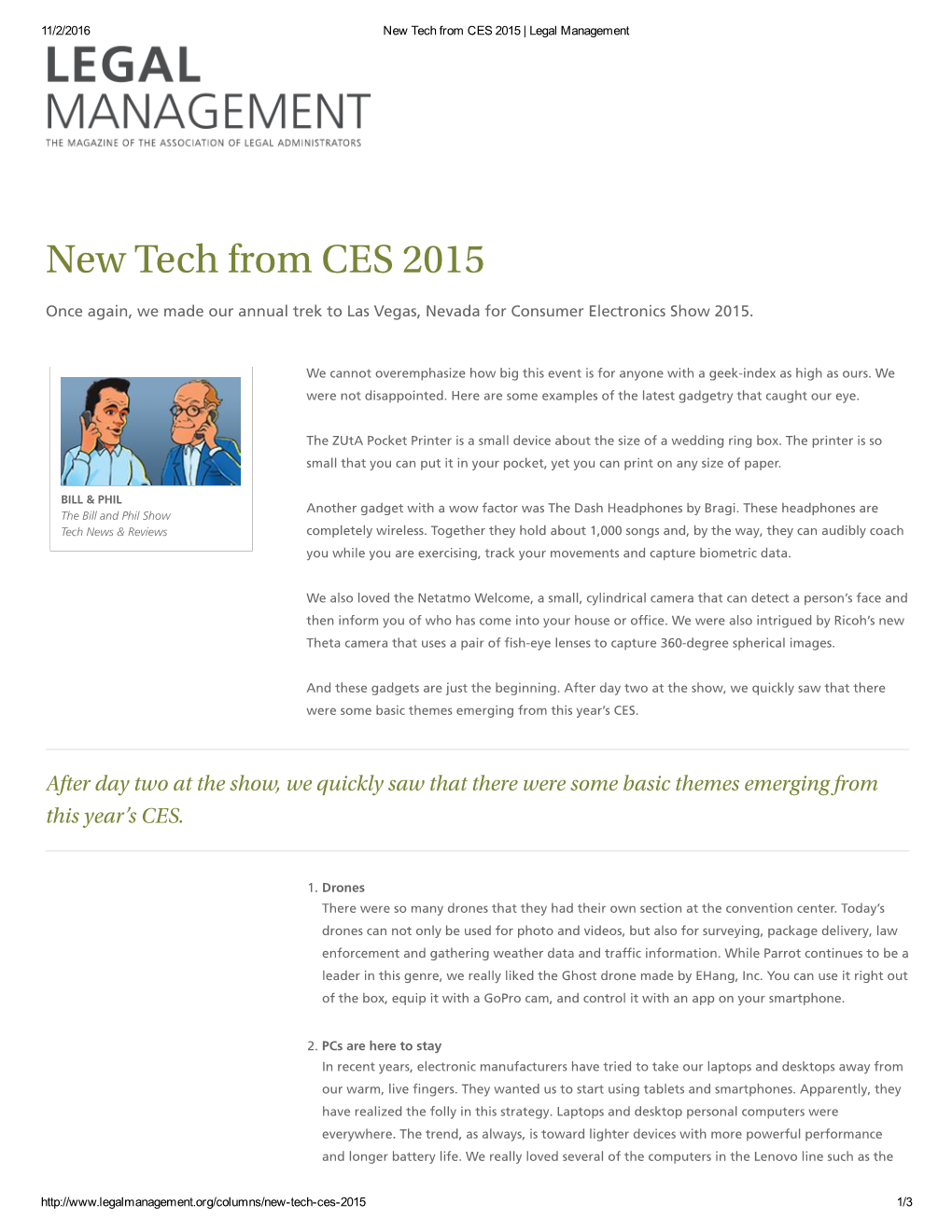 New Tech from CES 2015 | Legal Management