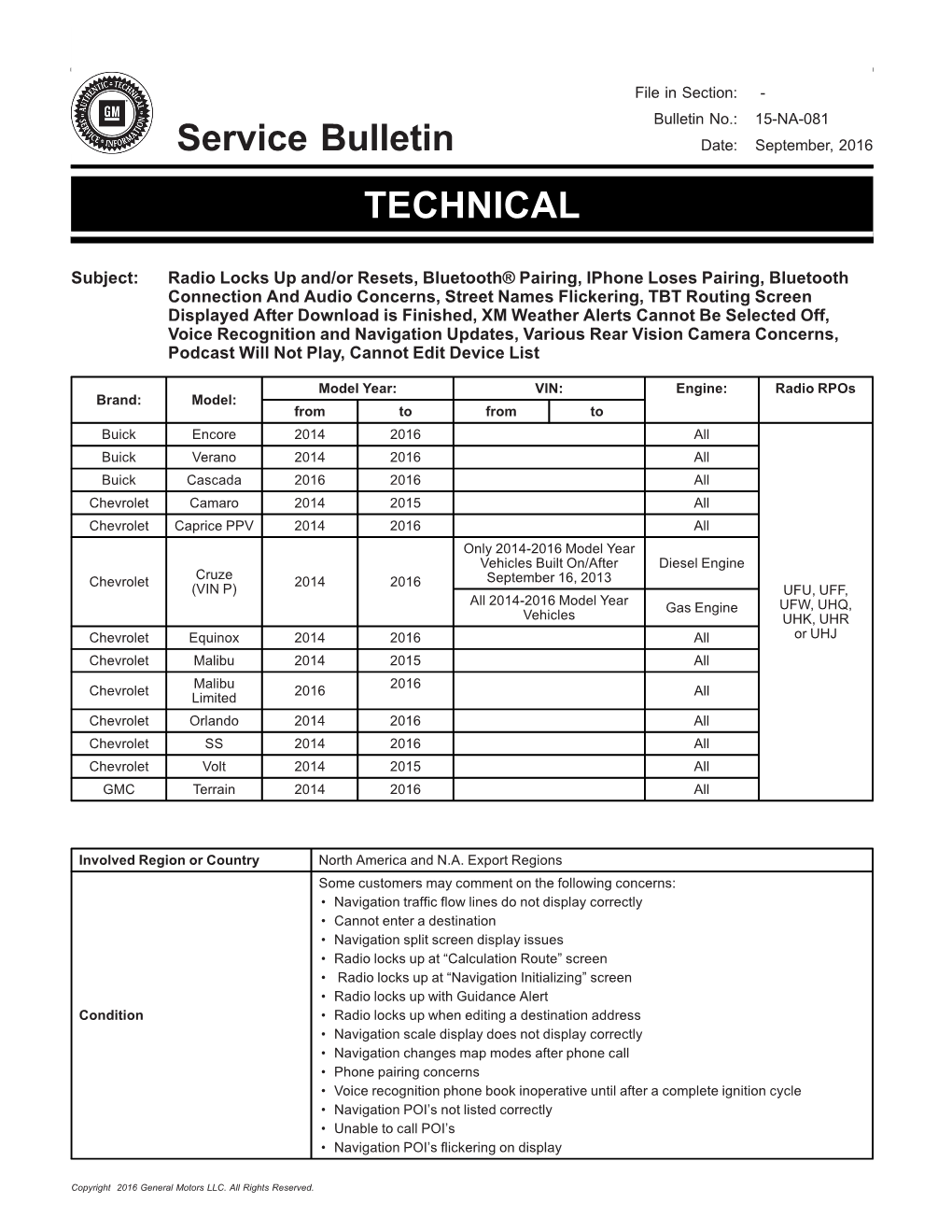 Service Bulletin TECHNICAL