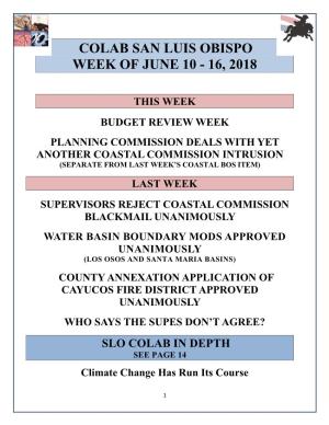 Colab San Luis Obispo Week of June 10 - 16, 2018
