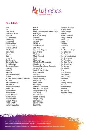 Artists List.Indd