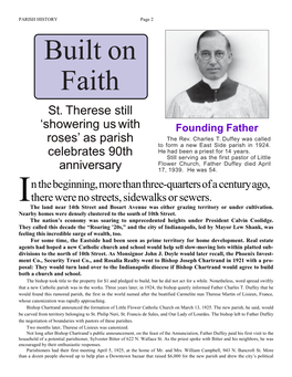 PARISH HISTORY Page 2 Built on Faith St