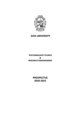Goa University Prospectus 2020-2021