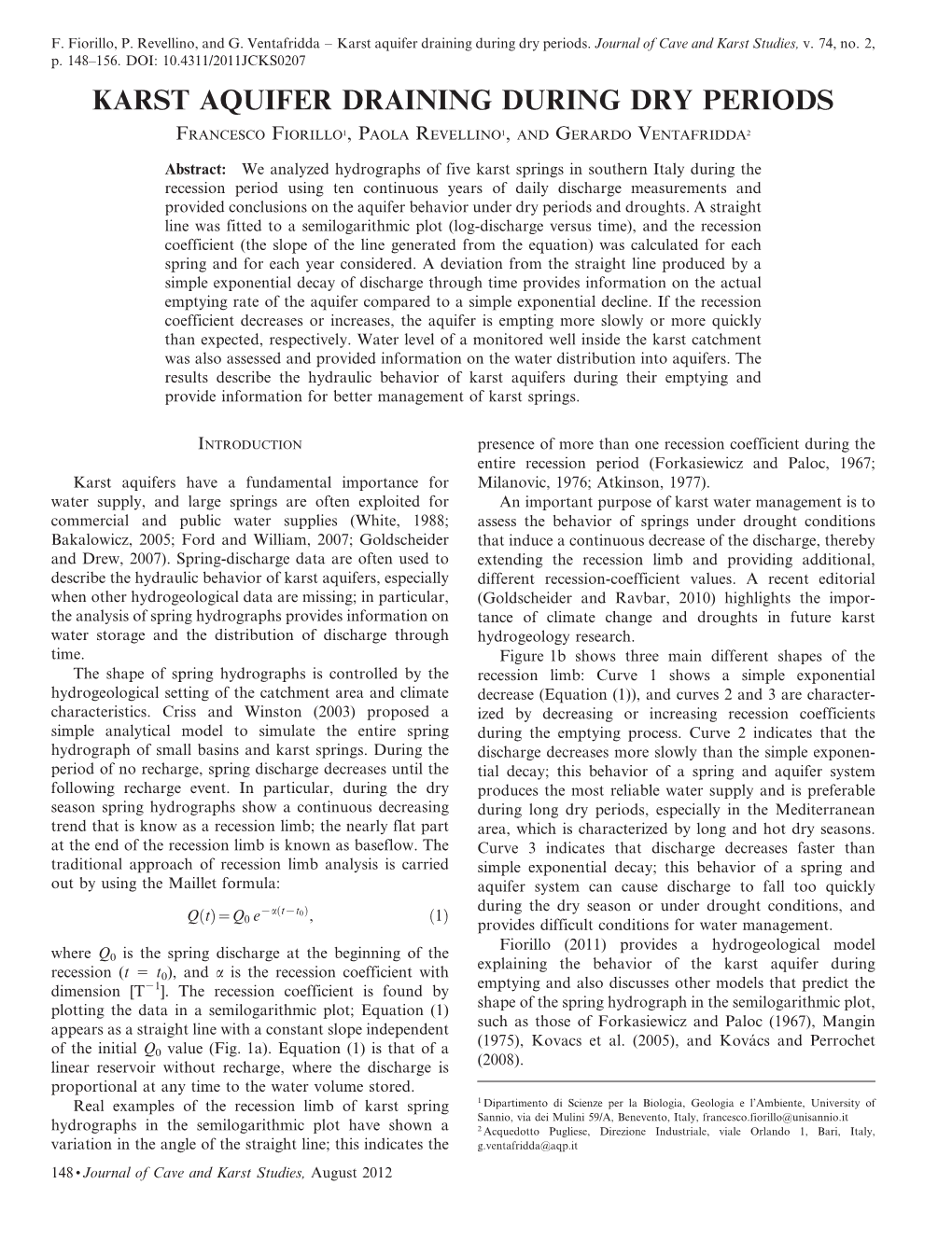 Karst Aquifer Draining During Dry Periods