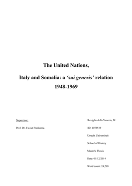 The United Nations, Italy and Somalia