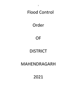 Flood Control Order of DISTRICT MAHENDRAGARH 2021