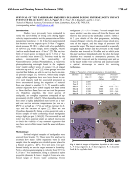 Survival of the Tardigrade Hypsibius Dujardini During Hypervelocity Impact Events up to 3.23 Km S-1