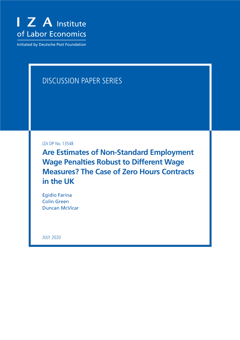 Are Estimates of Non-Standard Employment Wage Penalties Robust to Different Wage Measures? the Case of Zero Hours Contracts in the UK