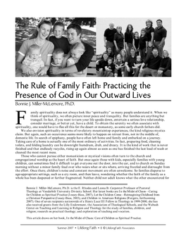 The Rule of Family Faith: Practicing the Presence of God in Our Outward Lives Bonnie J