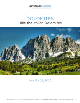 Detailed Itinerary: Dolomites Mountains
