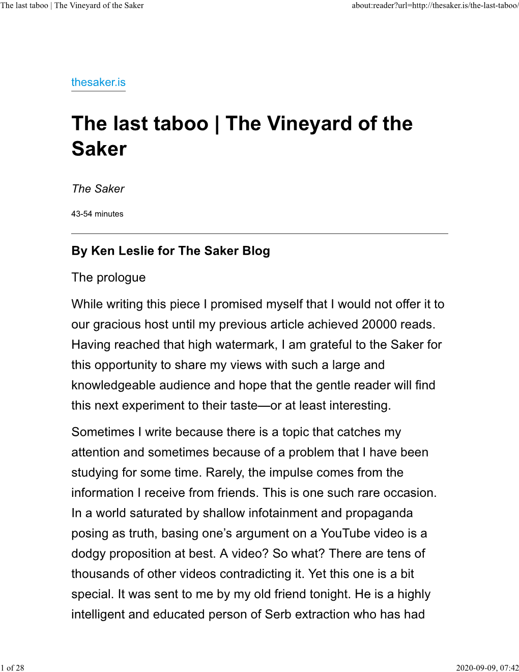 The Last Taboo | the Vineyard of the Saker About:Reader?Url=