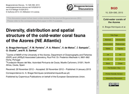 Cold-Water Corals of the Azores 2.3.1 Distribution and Species Richness A