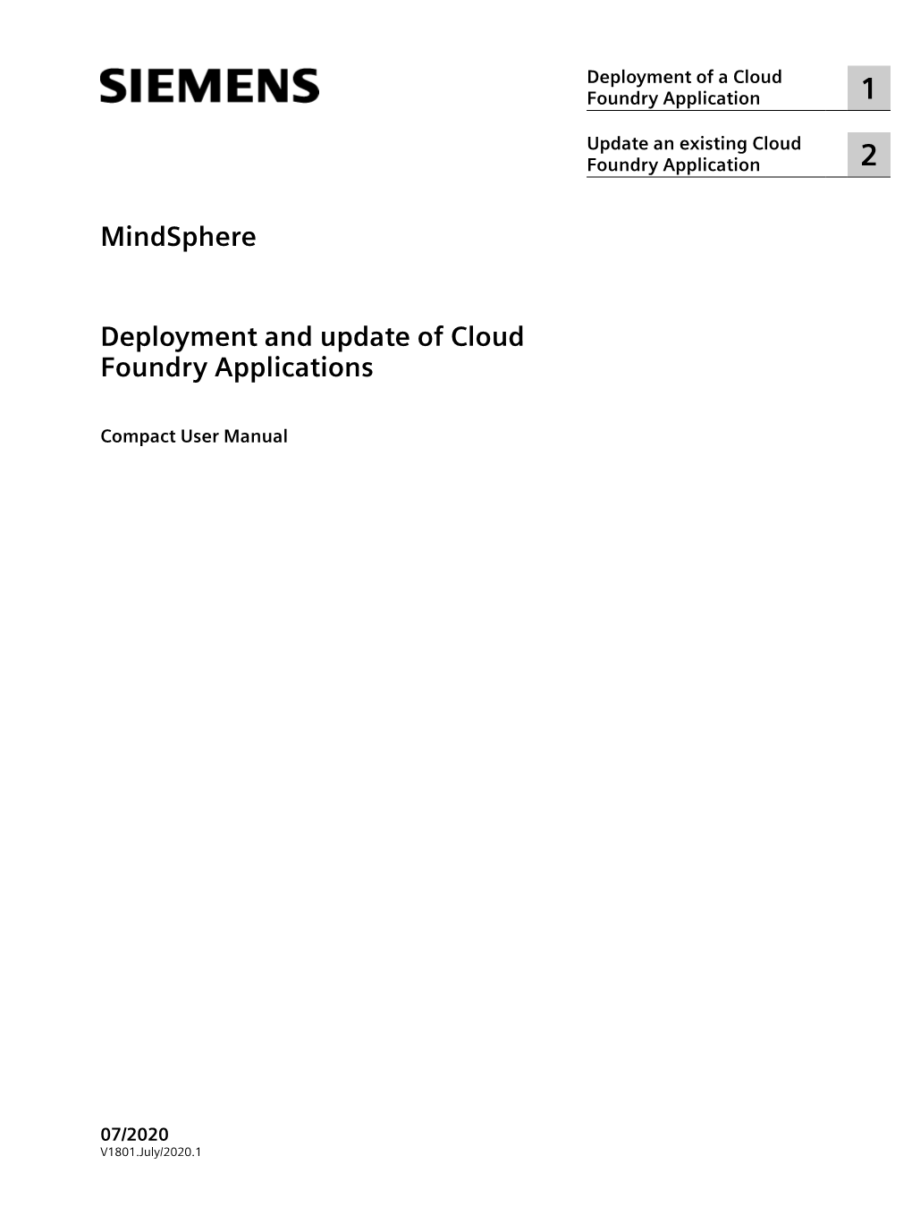 Deployment and Update of Cloud Foundry Applications