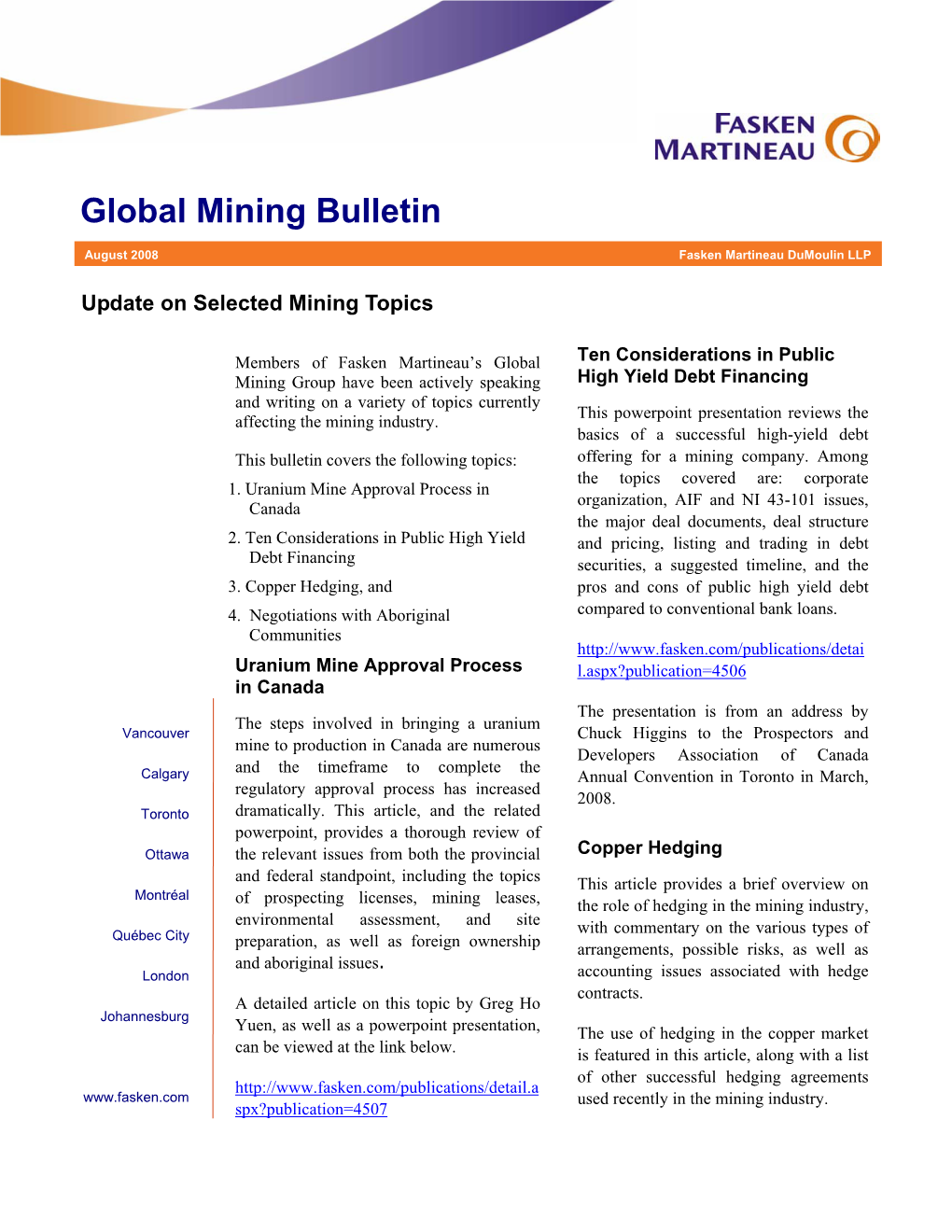 Global Mining Bulletin