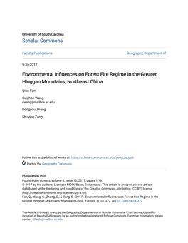 Environmental Influences on Forest Fire Regime in the Greater Hinggan