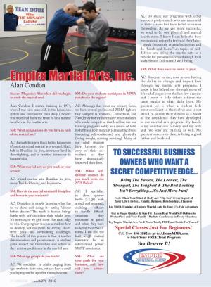 Empire Martial Arts, Inc. the Ability to Change and Impact Lives Alan Condon Through My Martial Arts Programs