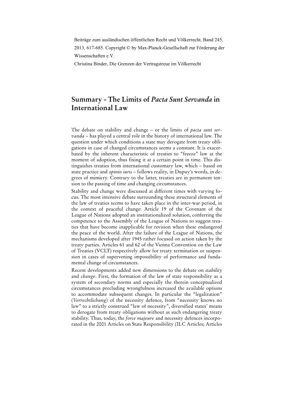The Limits of Pacta Sunt Servanda in International Law