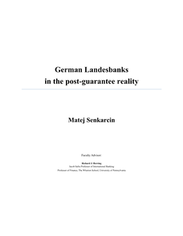 German Landesbanks in the Post-Guarantee Reality