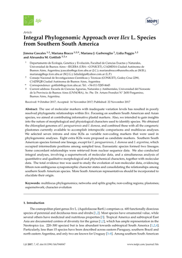 Integral Phylogenomic Approach Over Ilex L. Species from Southern South America