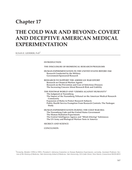 Military Medical Ethics, Volume 2, Chapter 17, the Cold War And