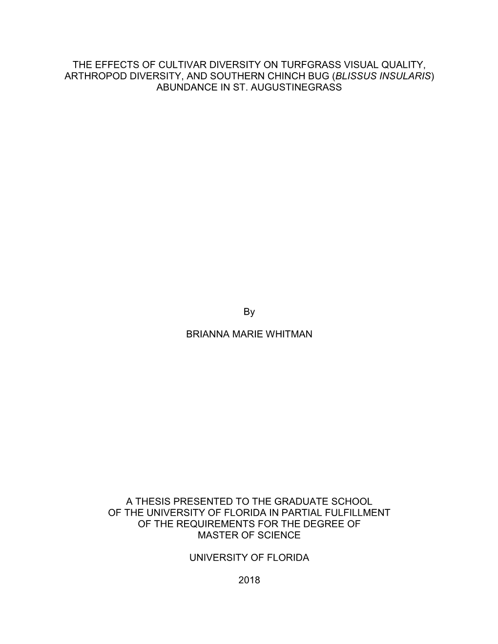 University of Florida Thesis Or Dissertation Formatting