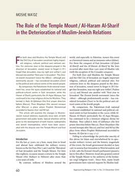 The Role of the Temple Mount / Al-Haram Al-Sharif in the Deterioration of Muslim–Jewish Relations