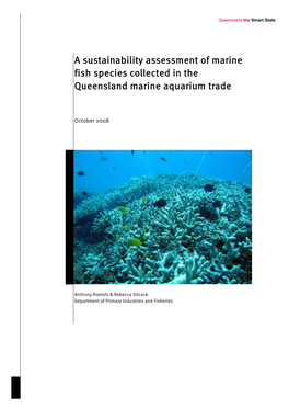 A Sustainability Assessment of Marine Fish Species Collected in the Queensland Marine Aquarium Trade