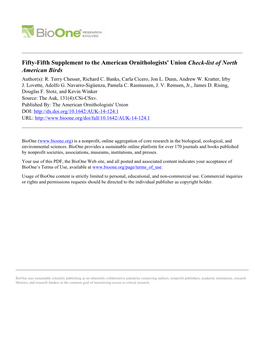 Fifty-Fifth Supplement to the American Ornithologists' Union Check-List of North American Birds Author(S): R