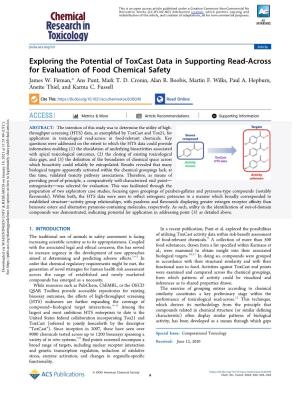 Exploring the Potential of Toxcast Data in Supporting Read-Across for Evaluation of Food Chemical Safety James W