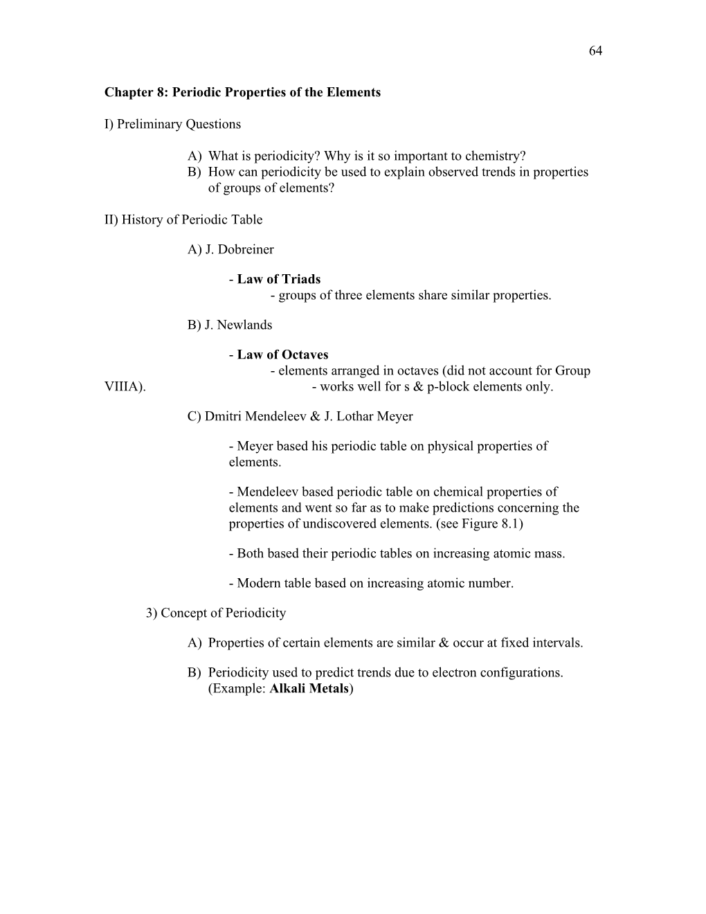 Chapter 8: Periodic Properties of the Elements