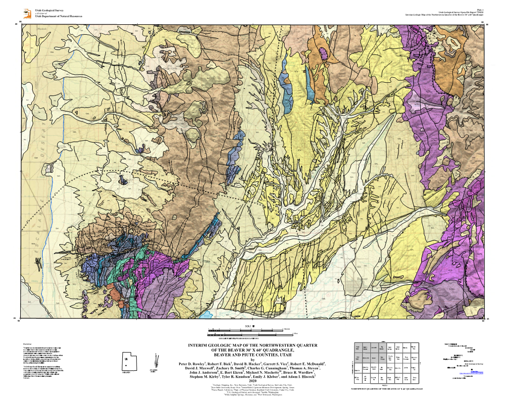 INTERIM GEOLOGIC MAP of the NORTHWESTERN QUARTER of the BEAVER 30' X 60' QUADRANGLE, BEAVER and PIUTE COUNTIES, UTAH