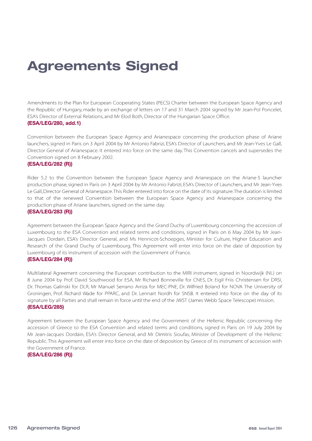 Agreements Signed
