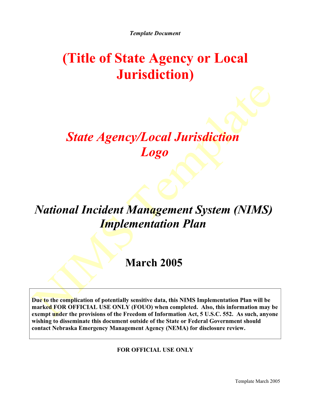 Title of State Agency Or Local Jurisdiction