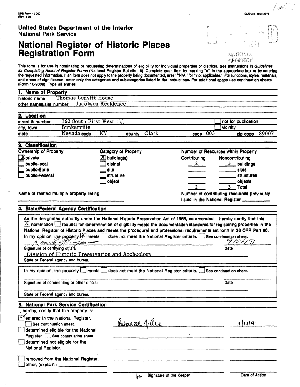 National Register of Historic Places Continuation Sheet