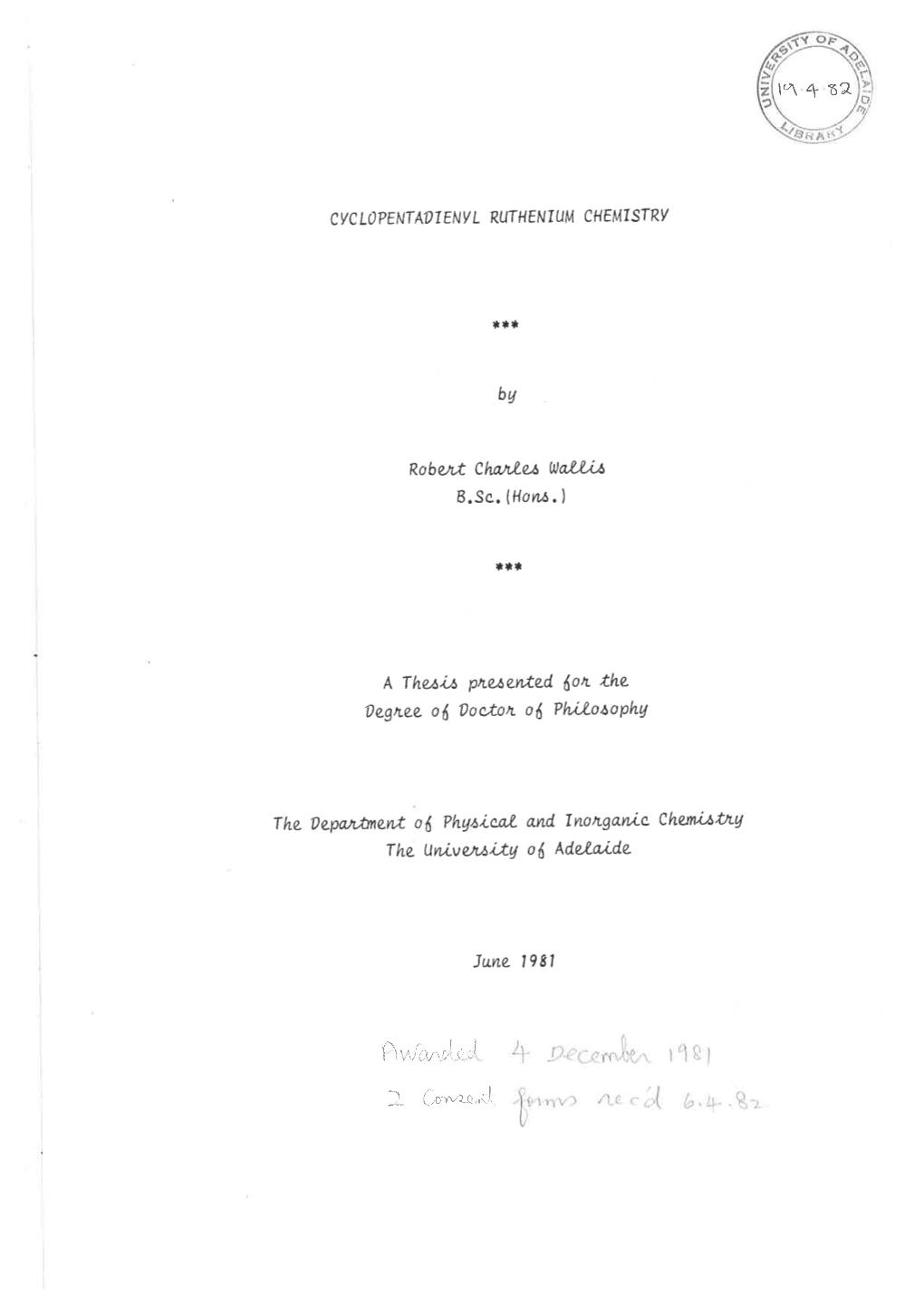 Cyclopentadienyl Ruthenium Chemistry