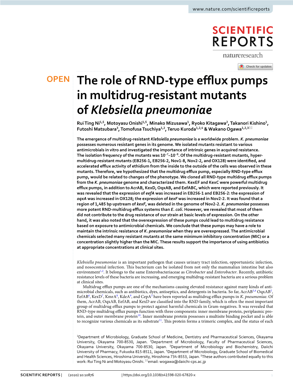 The Role of RND-Type Efflux Pumps in Multidrug-Resistant Mutants