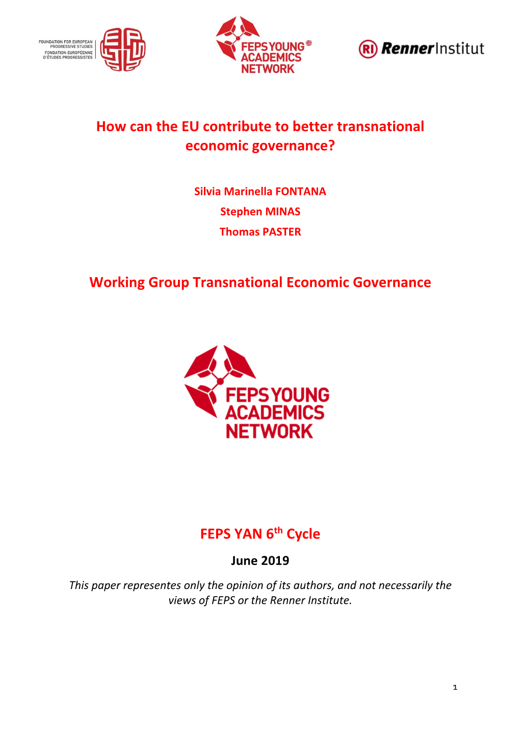 Working Group Transnational Economic Governance FEPS