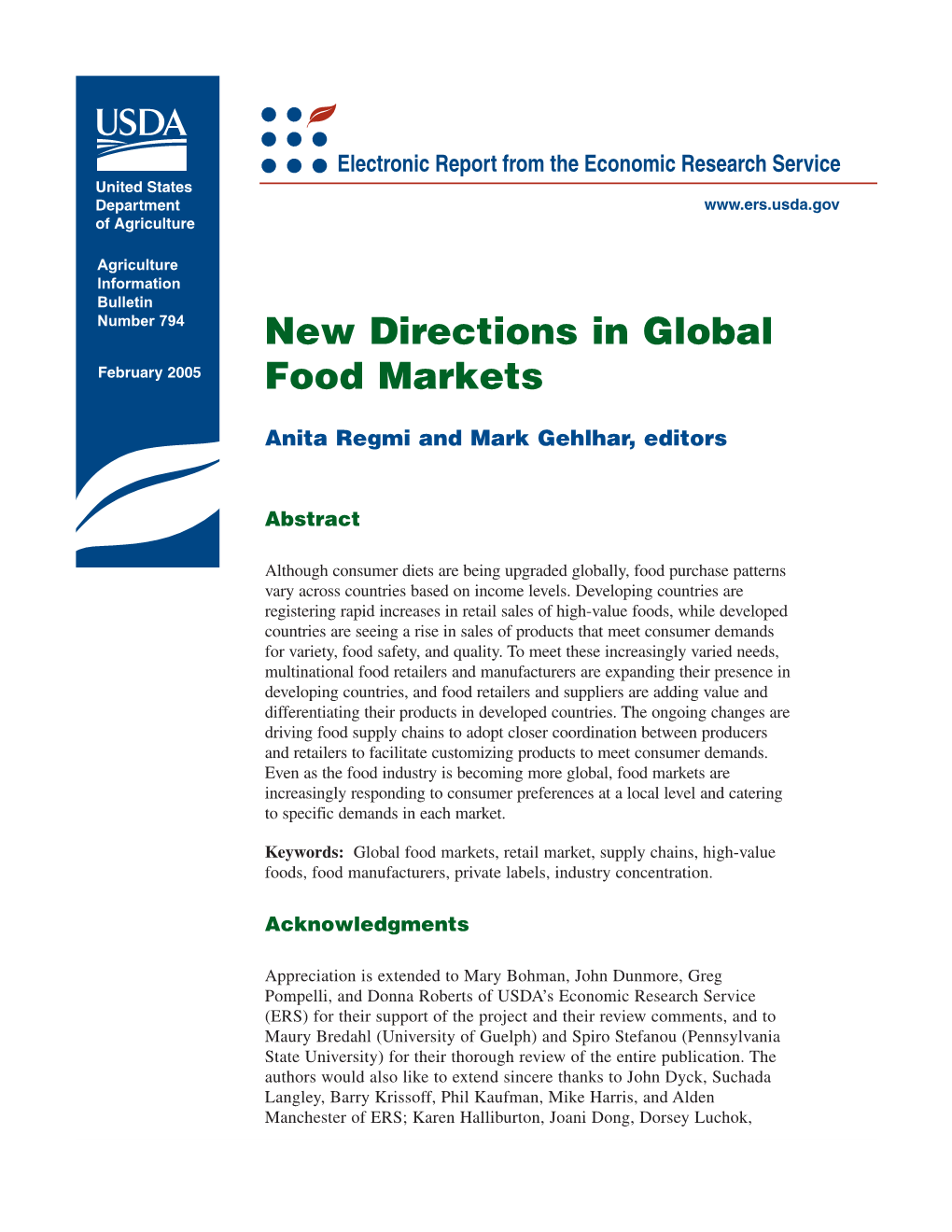 New Directions in Global Food Markets