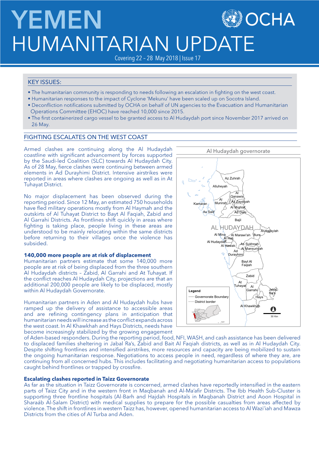 HUMANITARIAN UPDATE Covering 22 – 28 May 2018 | Issue 17