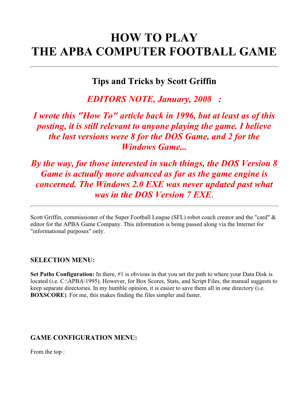 How to Play Apba Football